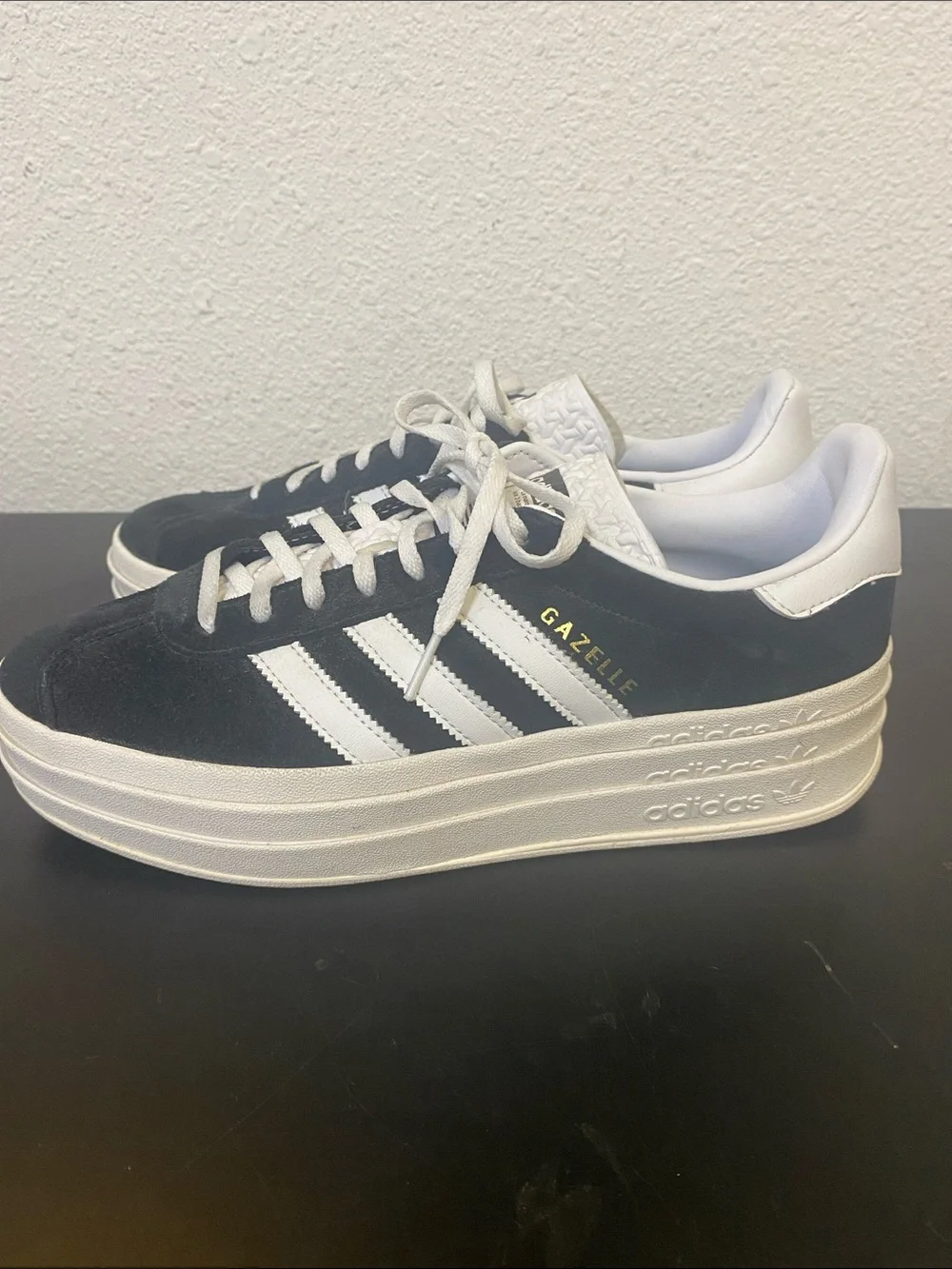 adidas Black and White platform Suede Low-Top Sneakers
